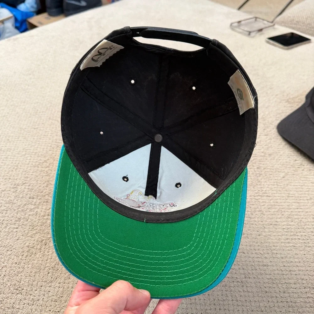 Vintage 1990s McDonalds Nothing But Net Basketball Snapback Hat Black Teal OSFM